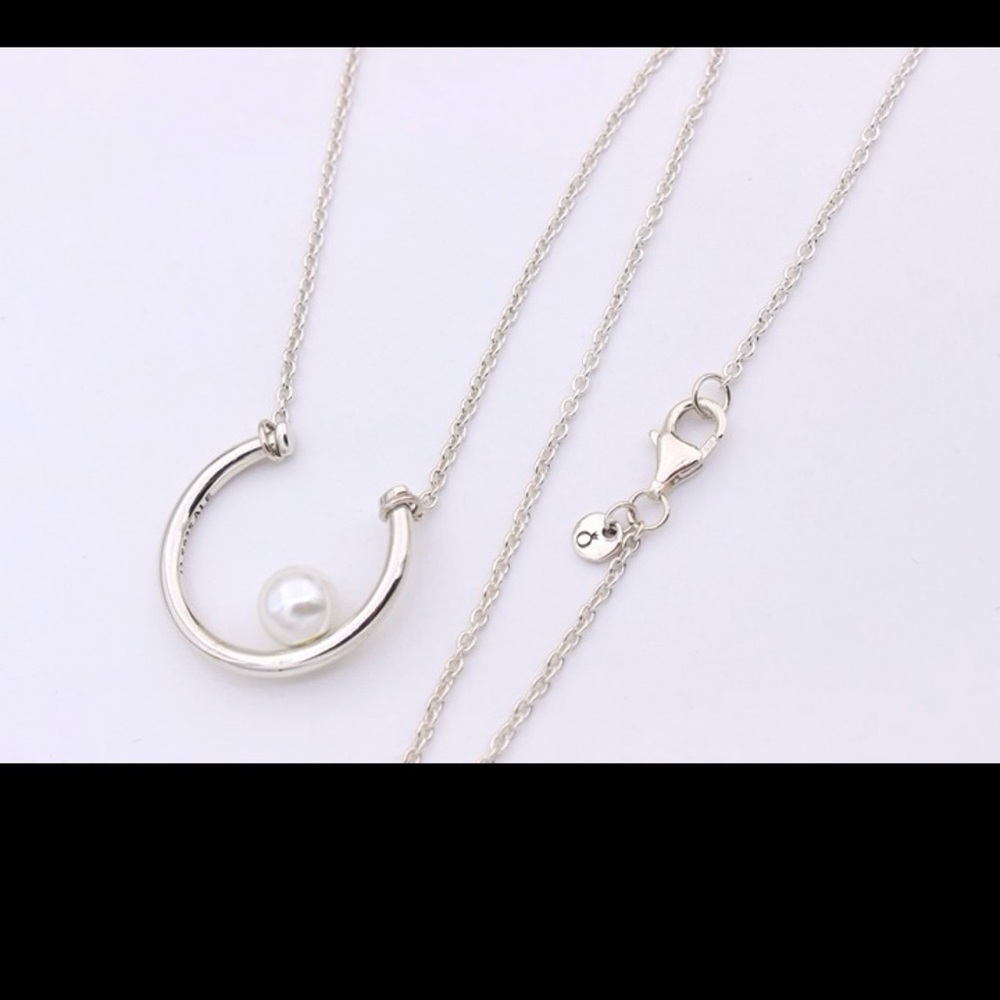 Pandora Silver Necklace with White Pearl Pendant - Picture 4 of 6